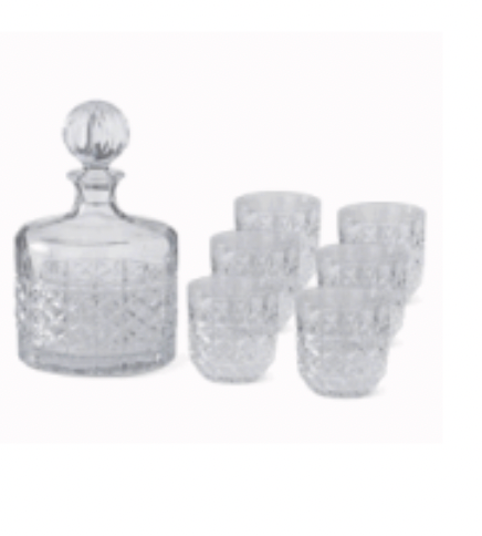Pressed Glass Decanter & 6 Glasses Set