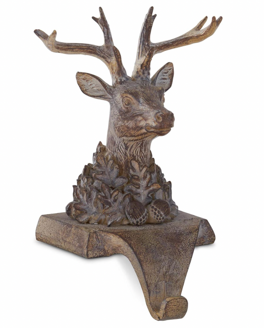 9.5" Resin Faux Woodgrain Deer Bust Stocking Holder