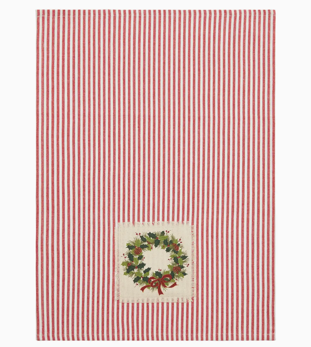 Holiday Patch Stripe Kitchen Towel