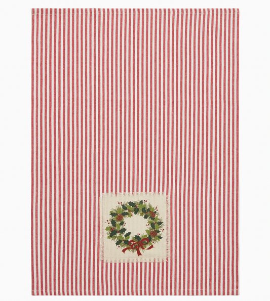 Holiday Patch Stripe Kitchen Towel
