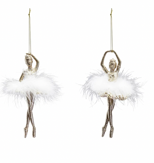 Plastic Ballerina Ornament with Feather Skirt