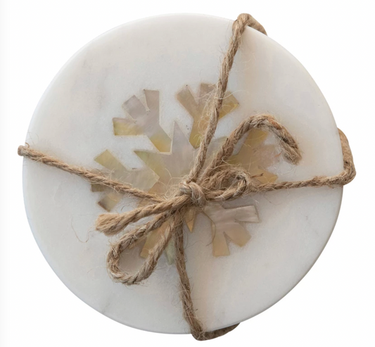 Marble Coasters with Snowflake Inlay (Set of 4)