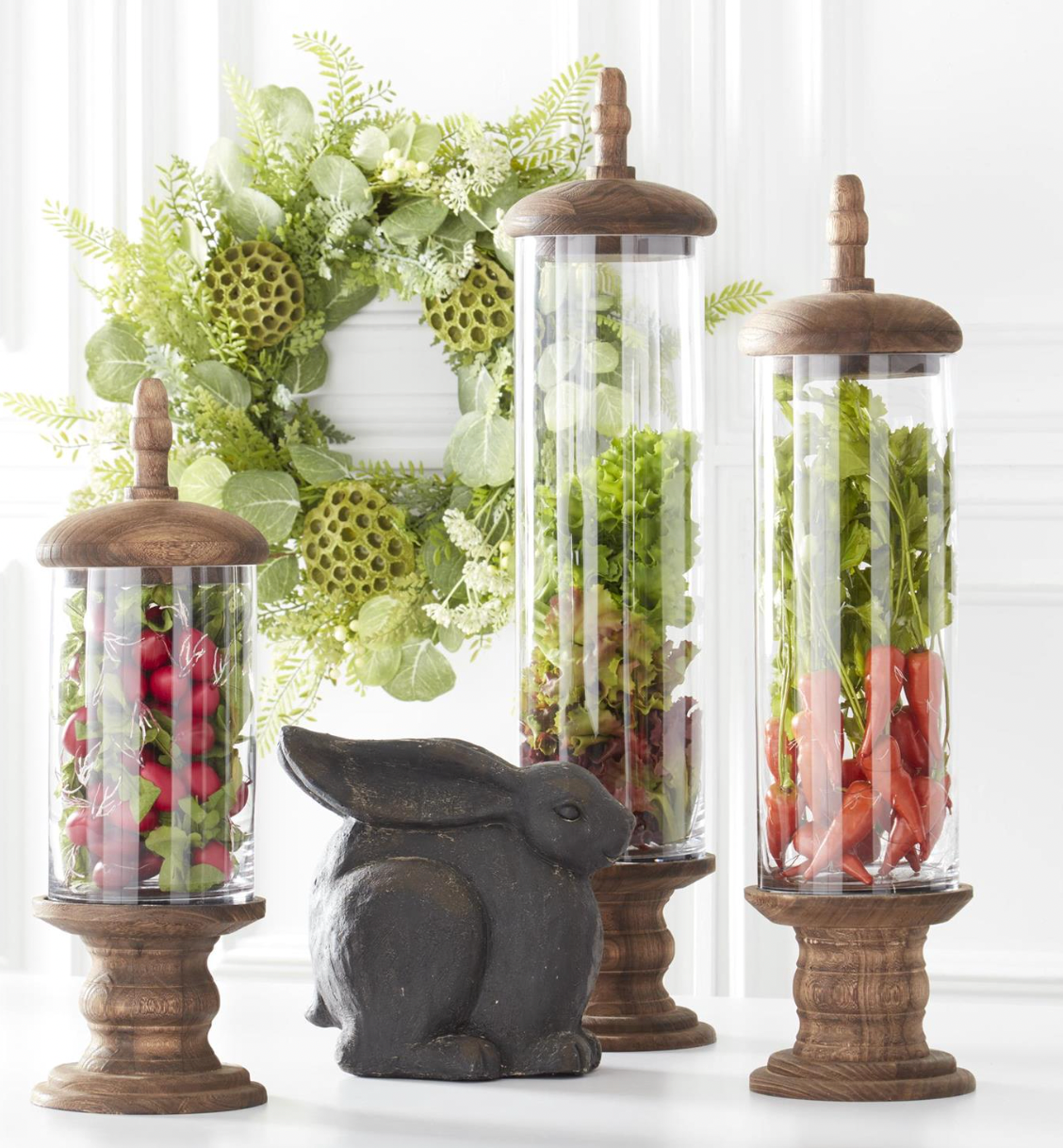 Glass Cylinders w/ Brown Base & Top