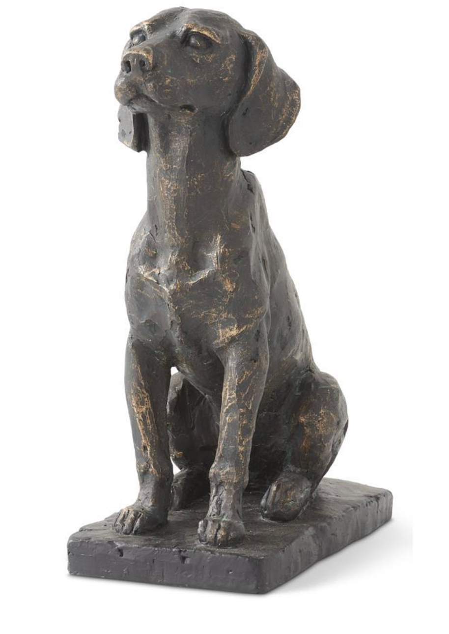 Resin Sitting Dog on Base 11"