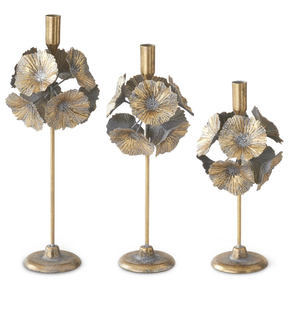 Gold & White Black Speckle Taper Candlestick Holder