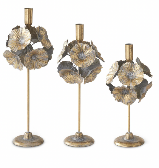 Gold & White Black Speckle Taper Candlestick Holder