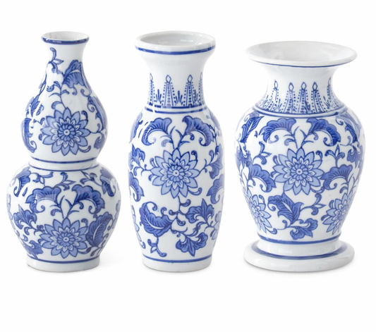 Ceramic Chinoiserie Bud Vases