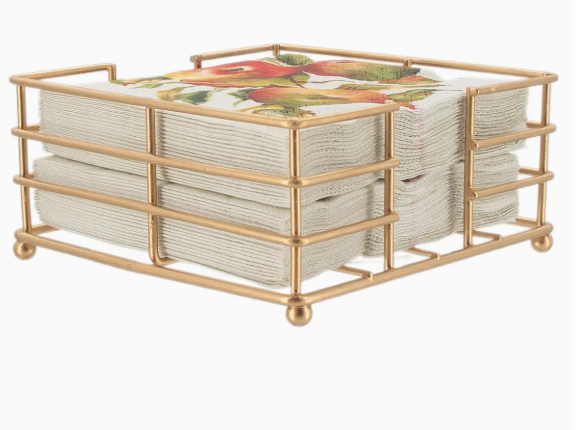Cocktail Napkin Caddy Gold