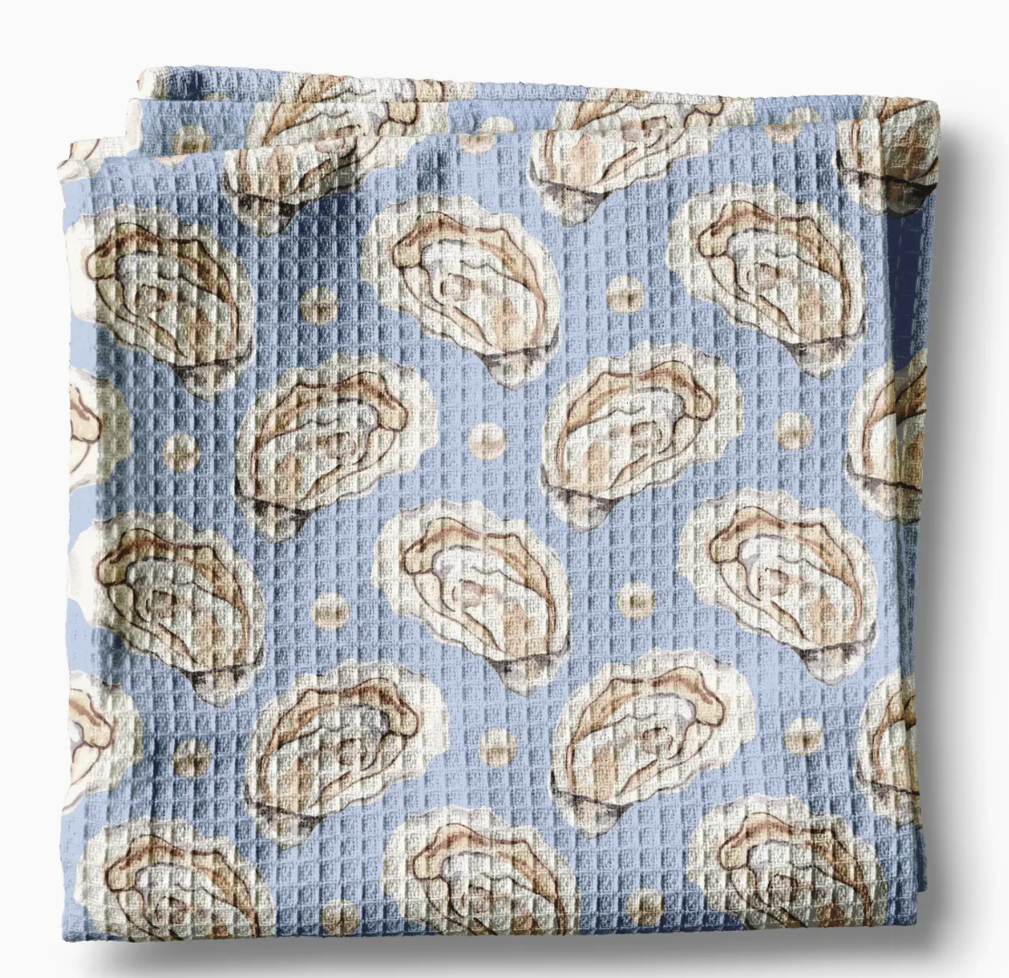 Oyster Shell Coastal Kitchen Towel