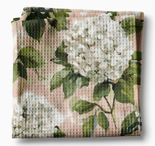 White Hydrangea Kitchen Towel