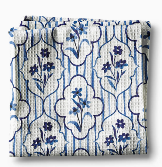 Chinoiserie Blue Bow Floral Kitchen Towel