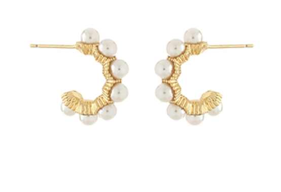 Medium Pearl Hoop Earring