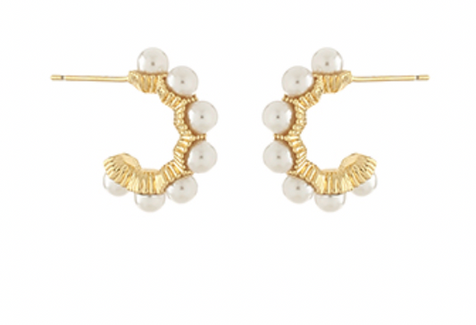 Medium Pearl Hoop Earring