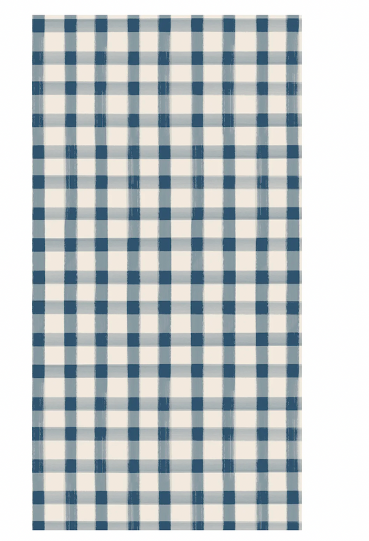Navy Painted Check Guest Napkins