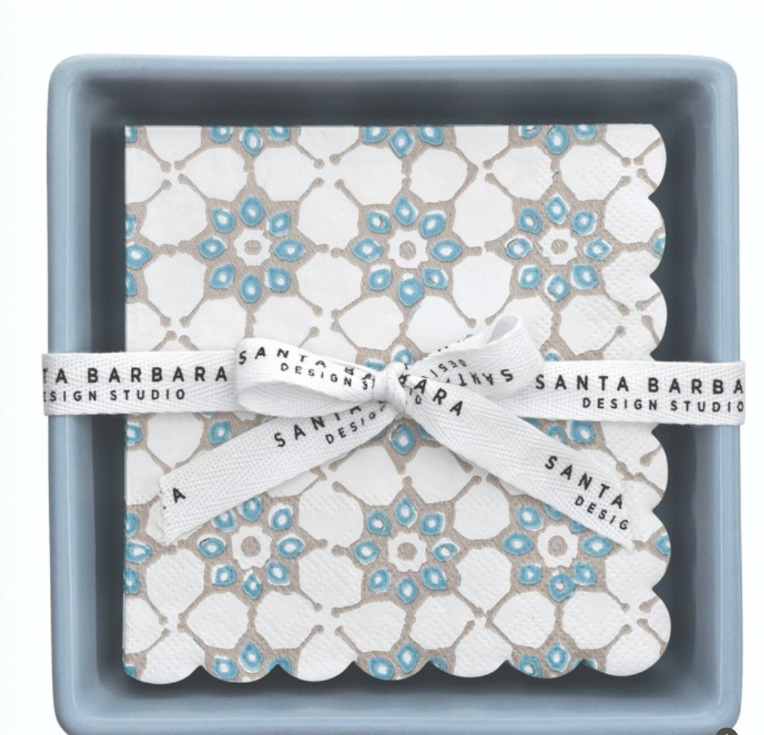 Blue Ceramic Tray + Napkins