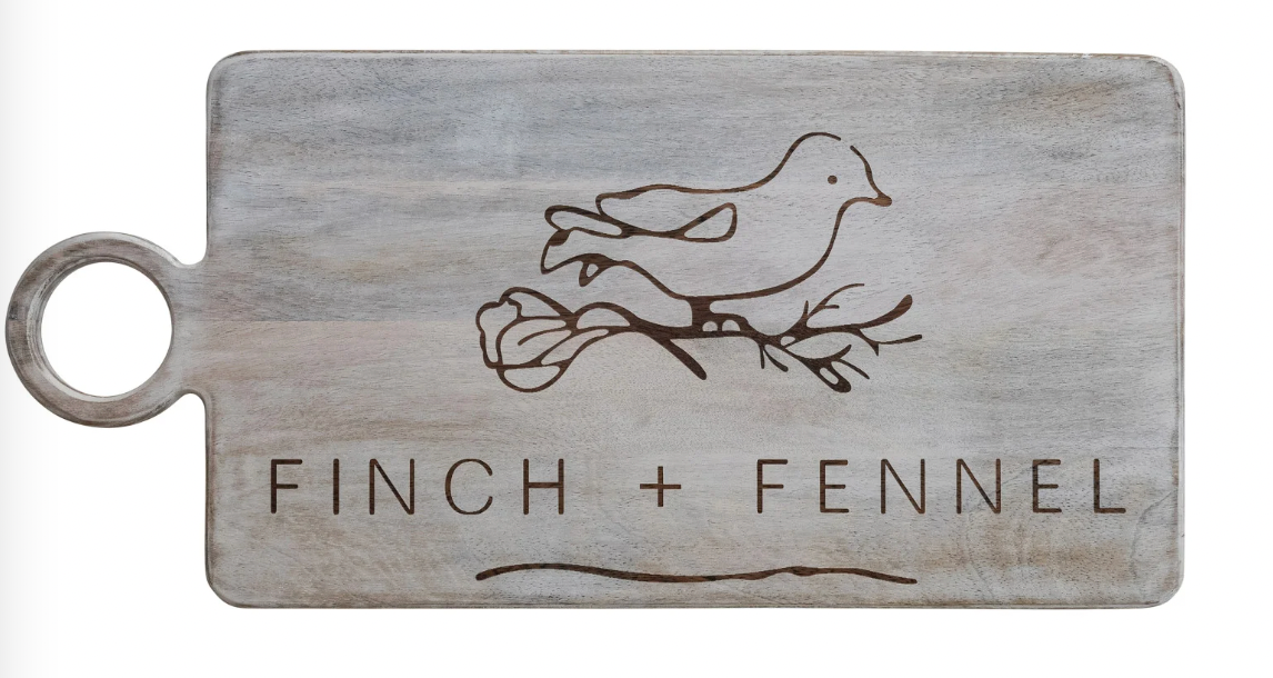 Mango Wood Board Finch + Fennel Logo