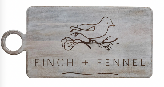 Mango Wood Board Finch + Fennel Logo