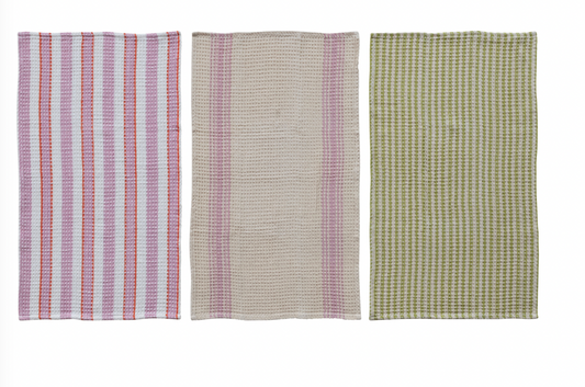 Waffle Weave Tea Towel With Stripes