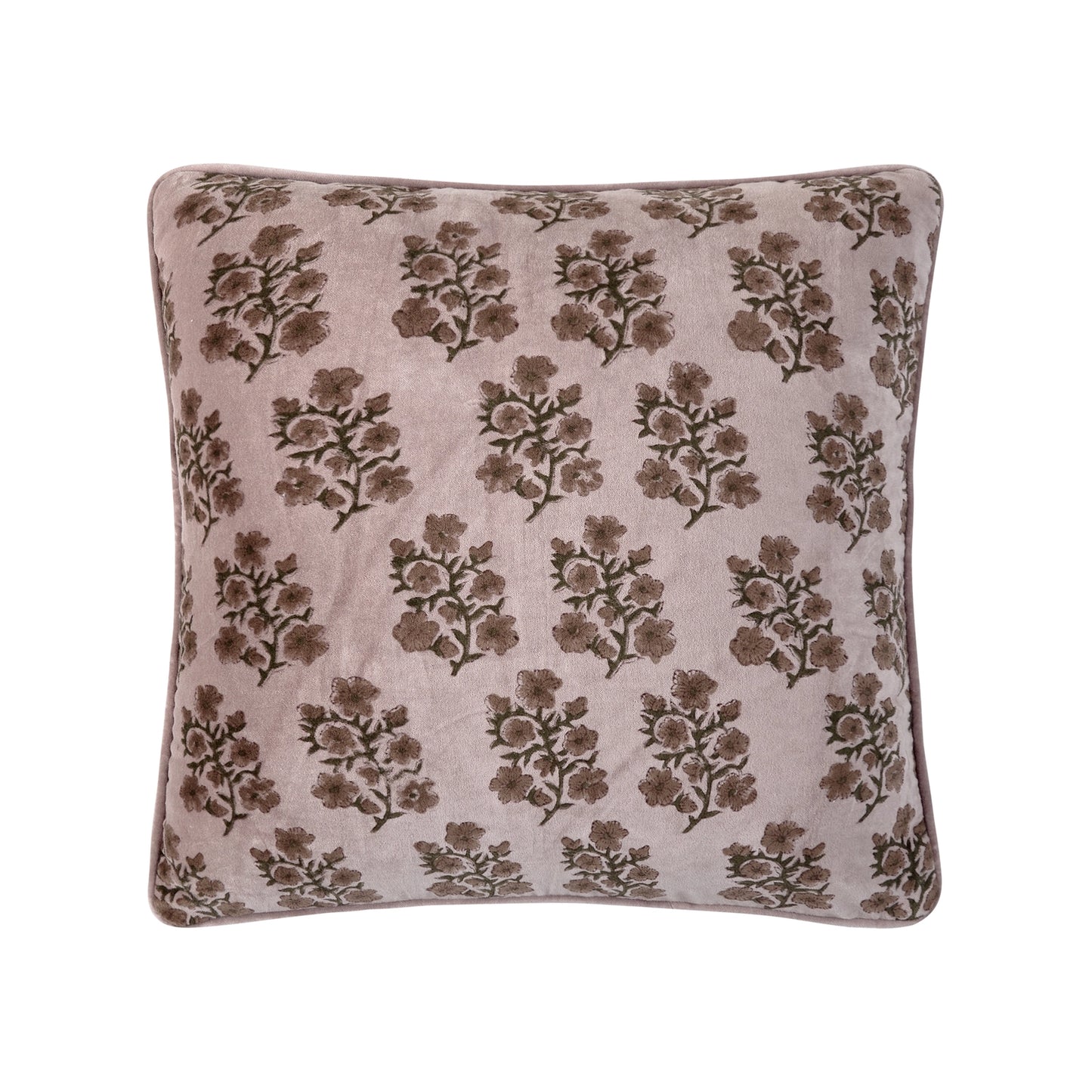 Block Print Vel Lilac Flower Pillow
